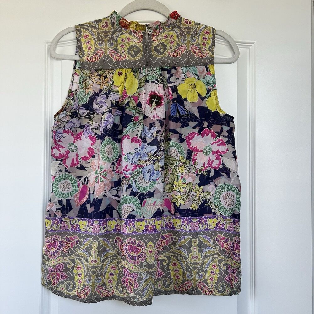 Johnny Was Cisco Ife Tank 100% Silk Tropical Floral Print Flowy Size XS Chic - Picture 5 of 10